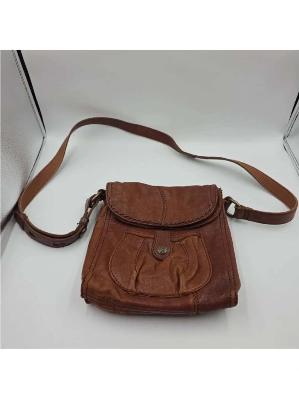Lucky Brand Mini Abbey Road Crossbody Brown Italian Leather Bag